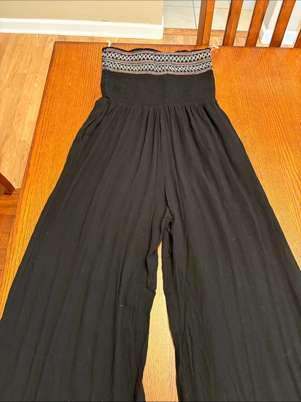 Superdry Black Strapless Wide-Leg Jumpsuit with Patterned Bodice - Picture 13 of 13